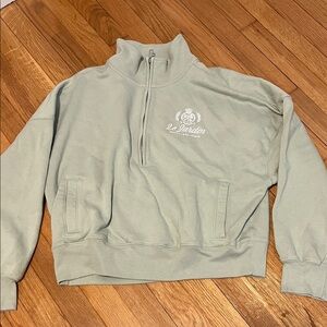 Abercrombie & Fitch Sage Green Half-Zip Crop Top